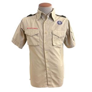 Boy Scouts of America Official Uniform Shirt Men's Small Polyester Blend Patches